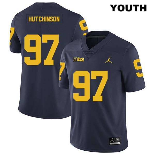 Youth NCAA Michigan Wolverines Aidan Hutchinson #97 Navy Jordan Brand Authentic Stitched Legend Football College Jersey DI25A25QO